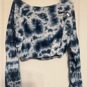 Seattle Seahawks Tie-Dye Long Sleeve Top with Graphic Text medium